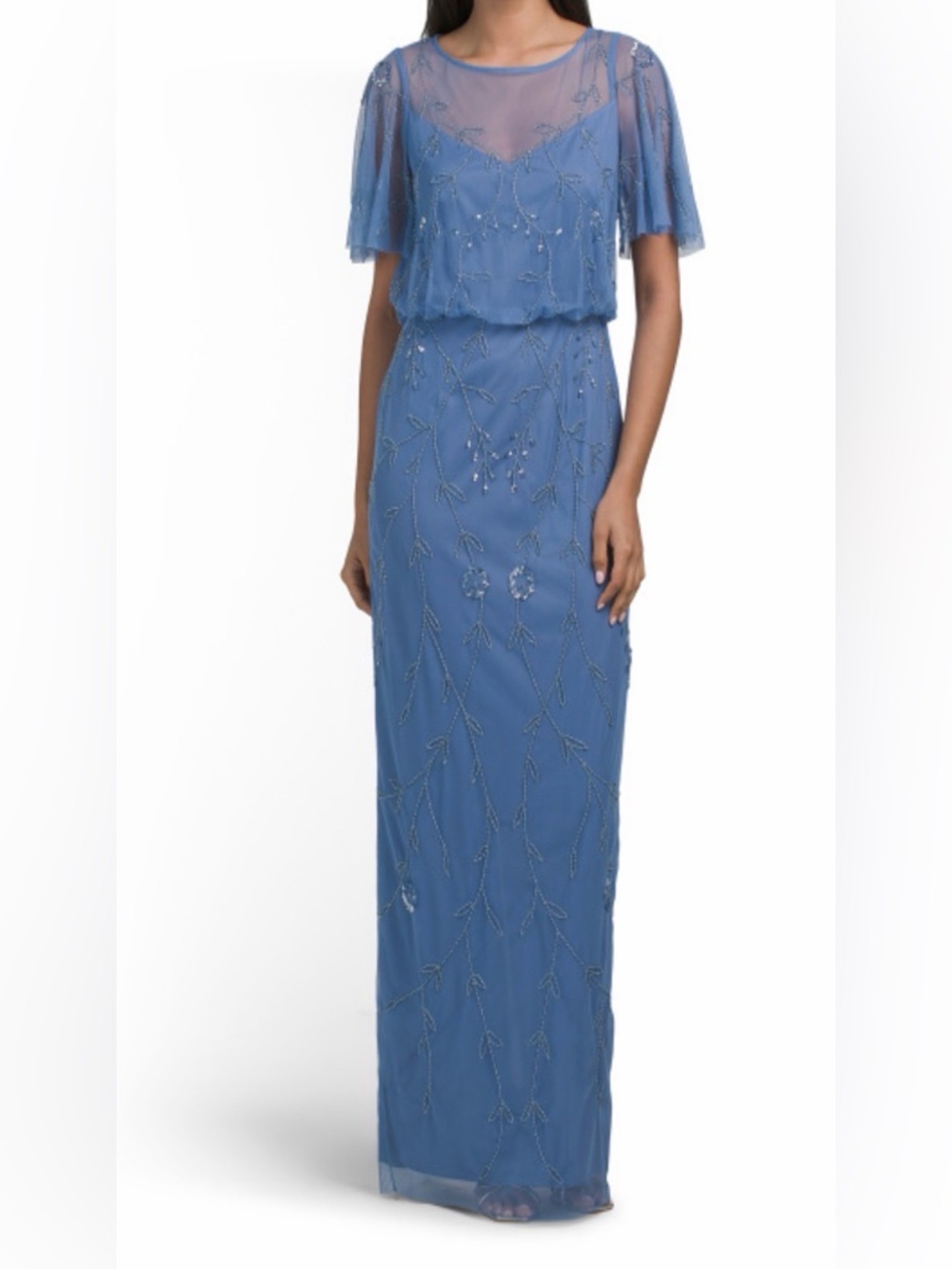 ADRIANNA PAPELL Beaded Blouson Gown
Style#: AD5E212995. Color: French blue